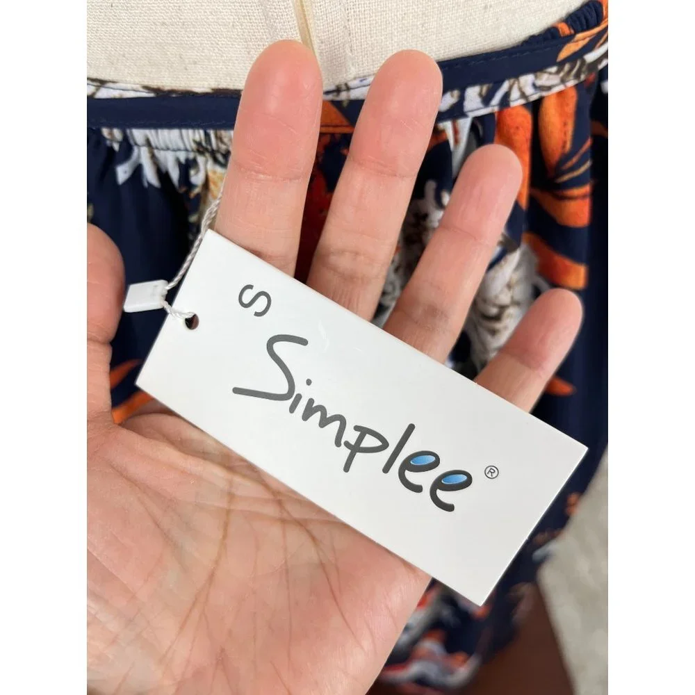 Simplee sienna sunset boho‎ maxi dress floral wrap , navy, Size S